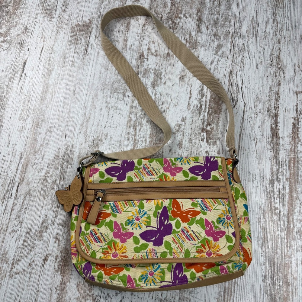 VTG Y2K Relic by Fossil Butterfly Floral Fairy Canvas Crossbody Bag Boho Purse - Picture 2 of 11